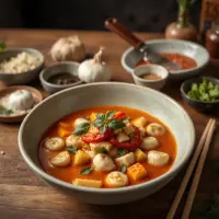 Soupe thaï au poulet et légumes