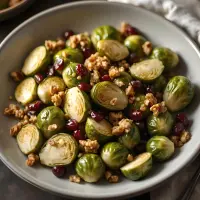 Choux de bruxelles rôtis aux noix et aux cranberries