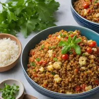 Riz aux lentilles et aux légumes