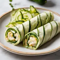 Wrap de courgettes au cabillaud, ail et romarin