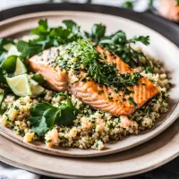 Saumon grillé avec quinoa aux légumes